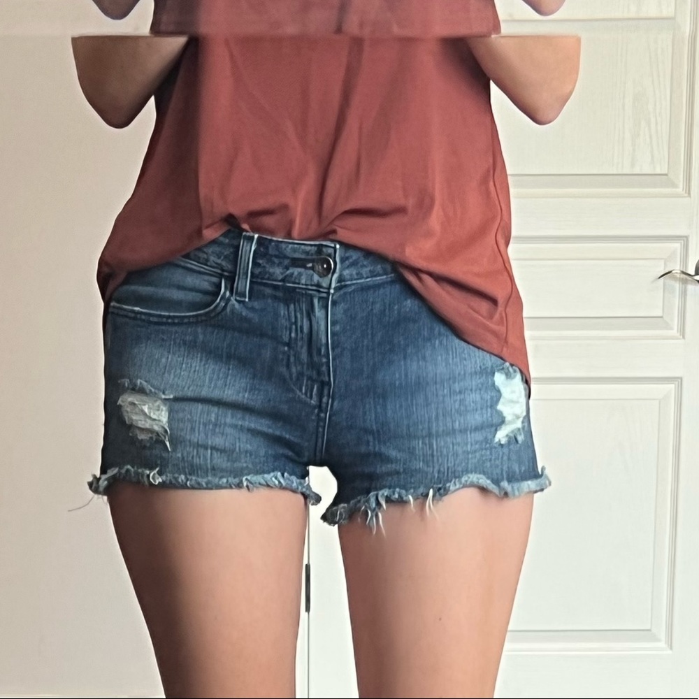 Vans distressed jean shorts